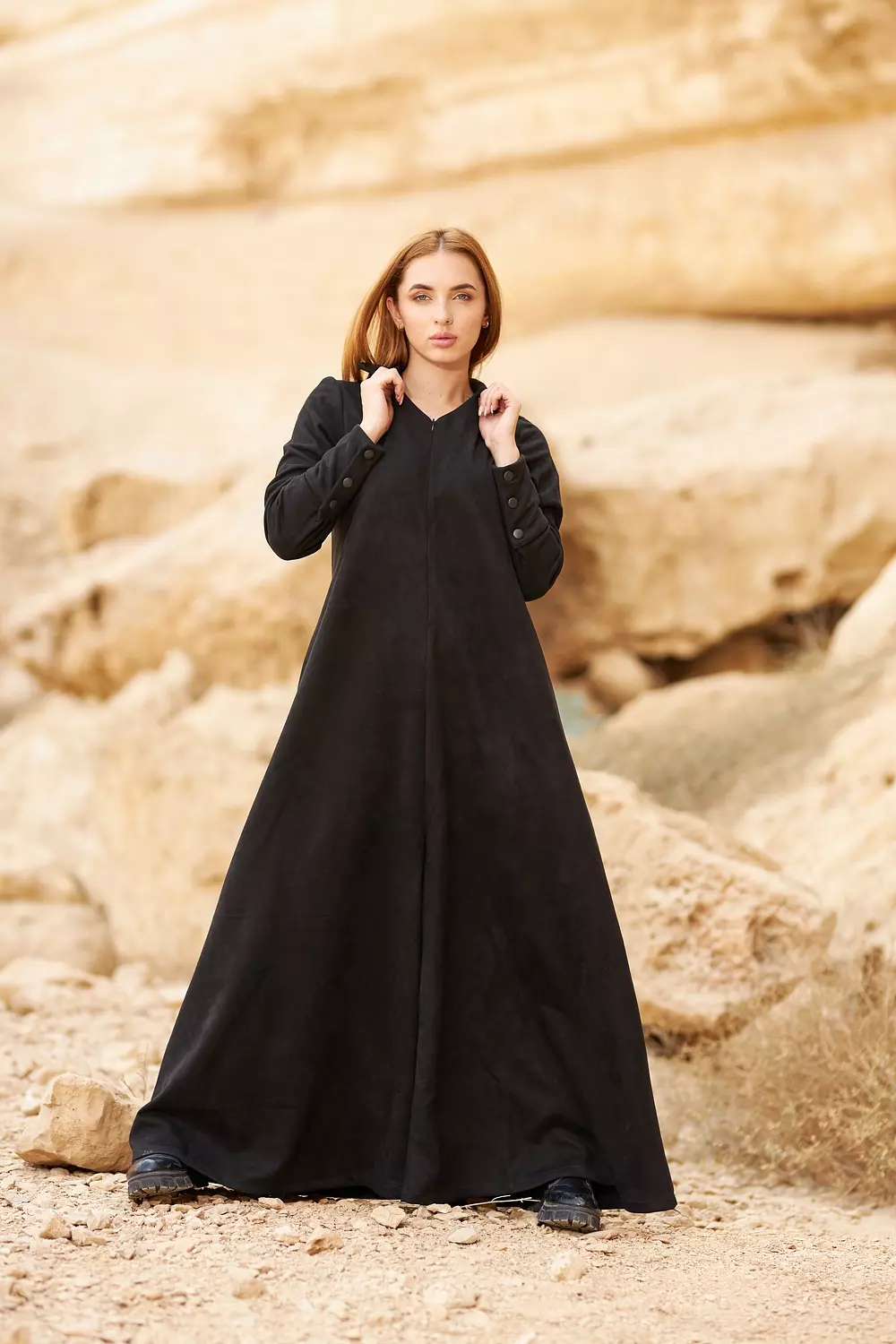 Black winter jumpsuit made of suede 2