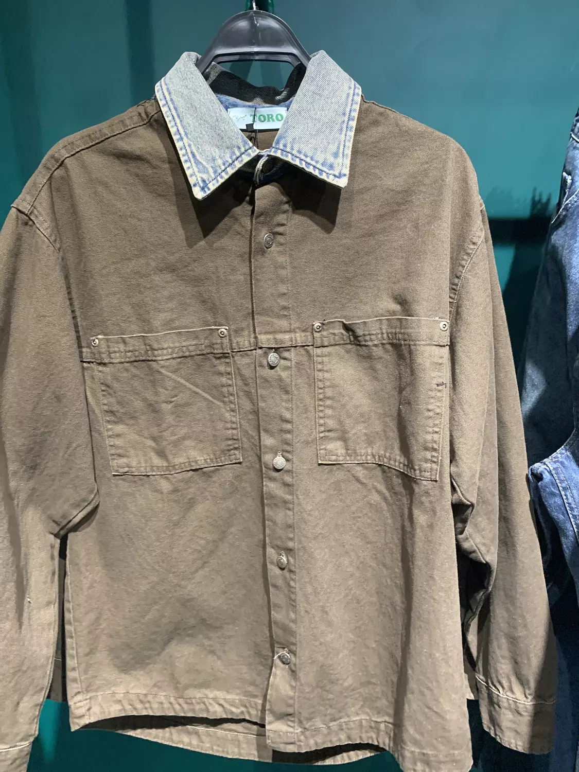 Washed denim shirt S image