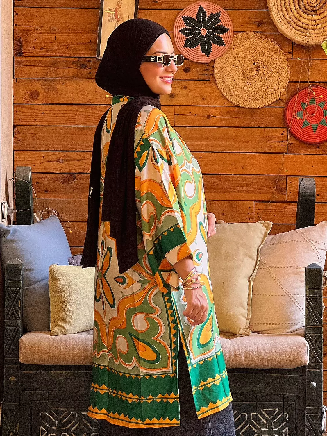Flower kimono - Biege and Green  2