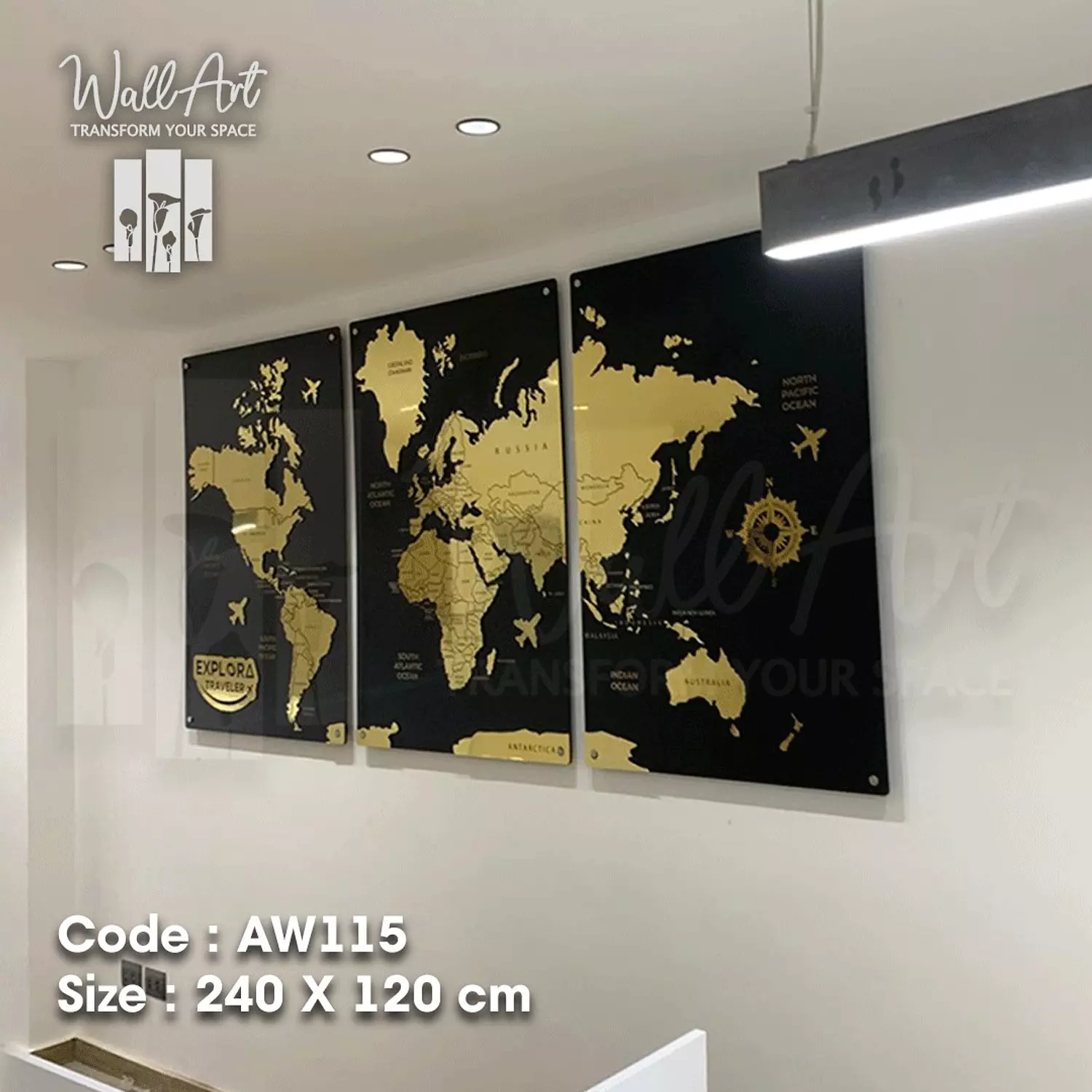 AW115-Engraved World Map   21