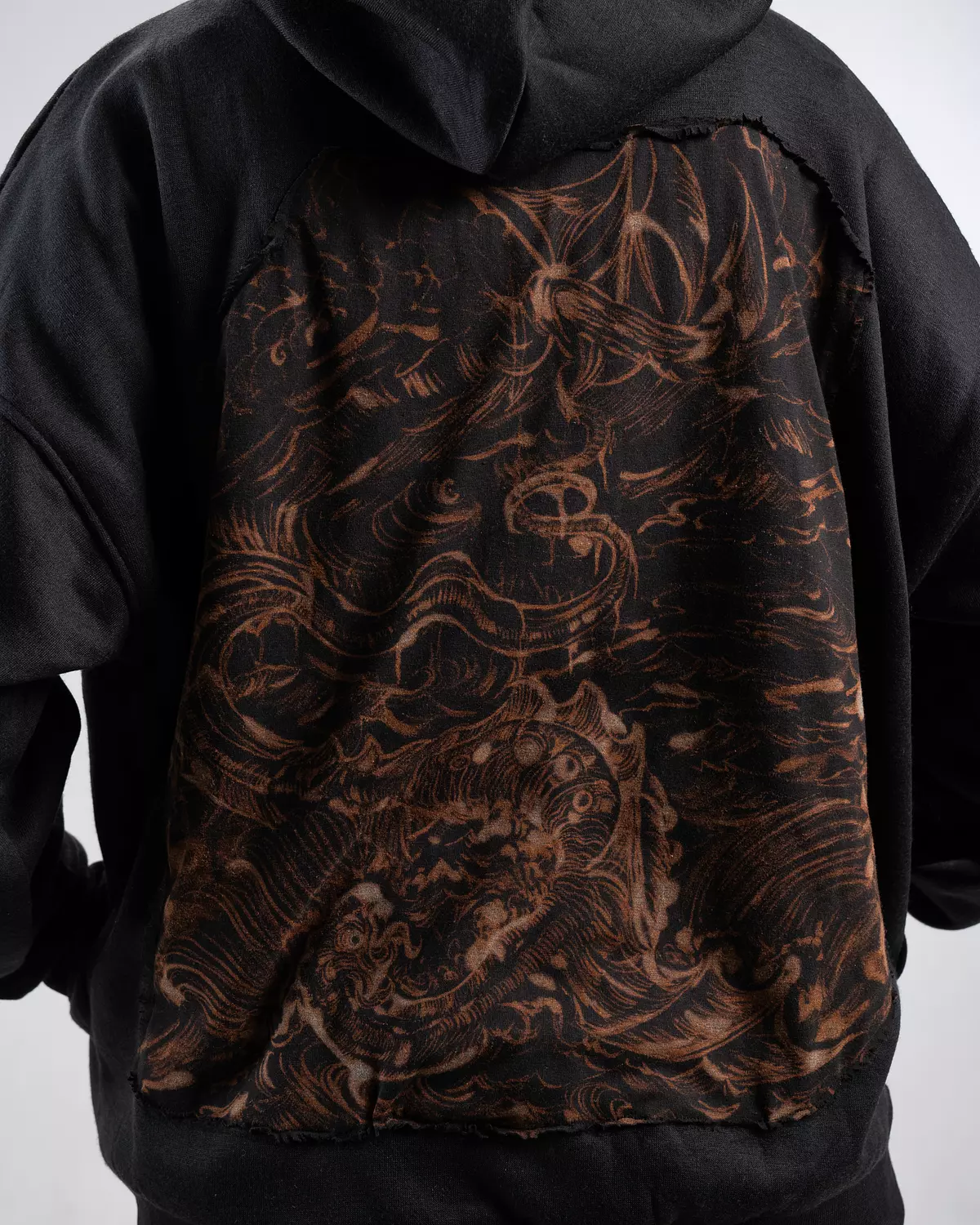 "The 3rd eye” hand bleached black hoodie  3