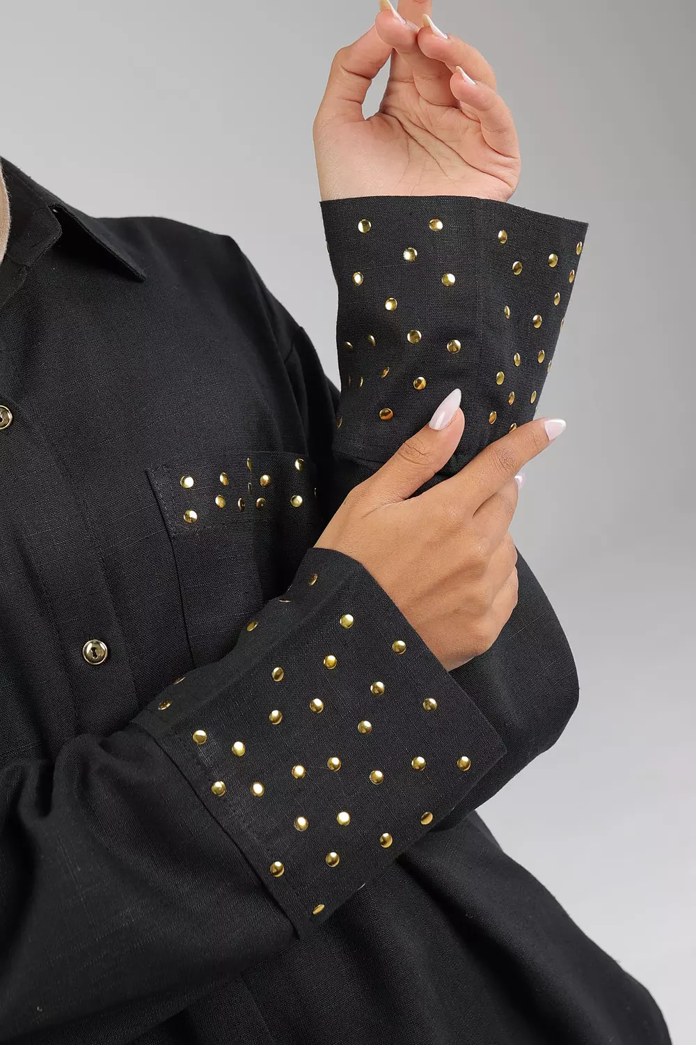 Black Studded linen shirt 6