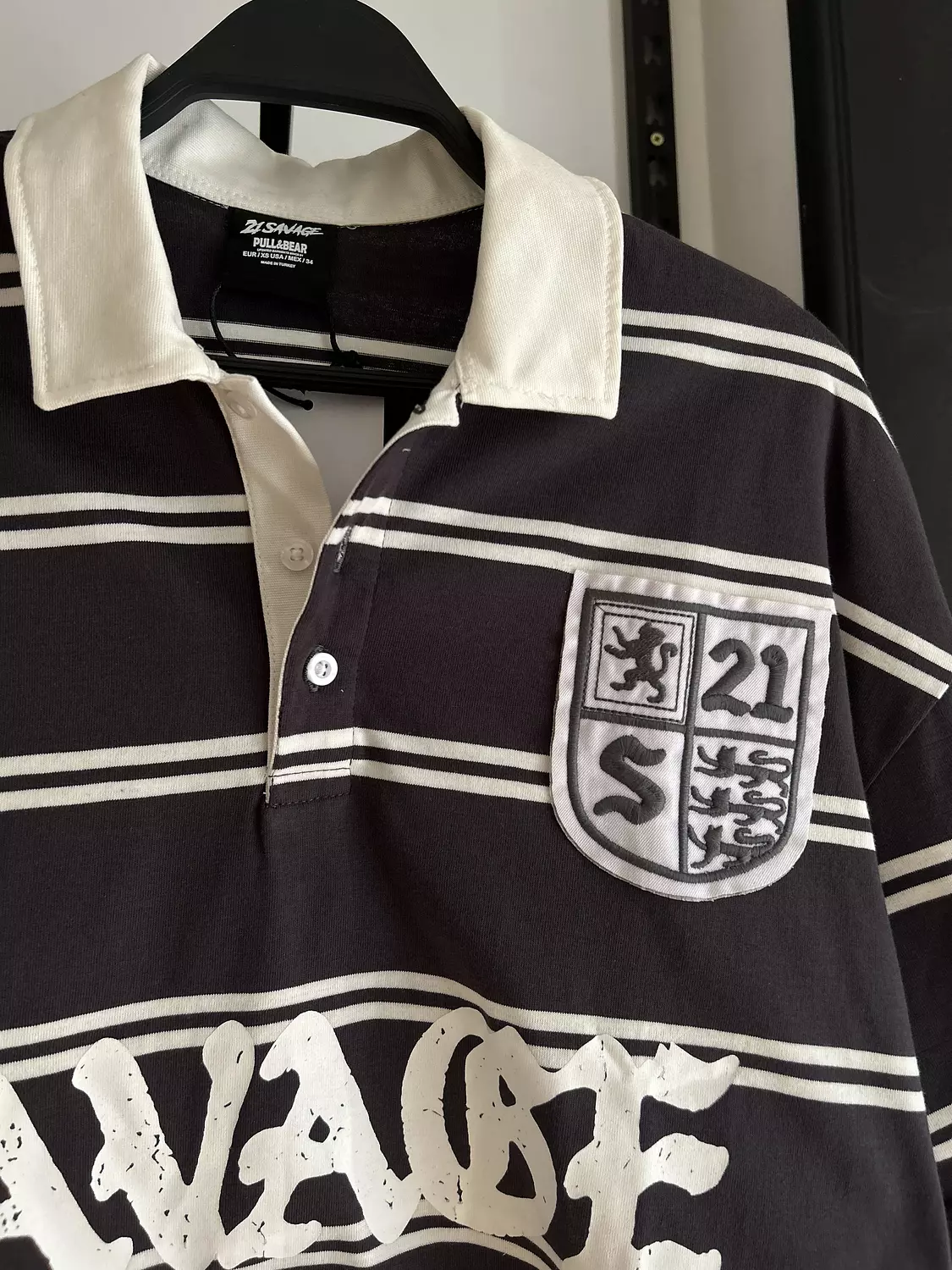 PULL&BEAR 21 SAVAGE STRIPED POLO T-SHIRT 9