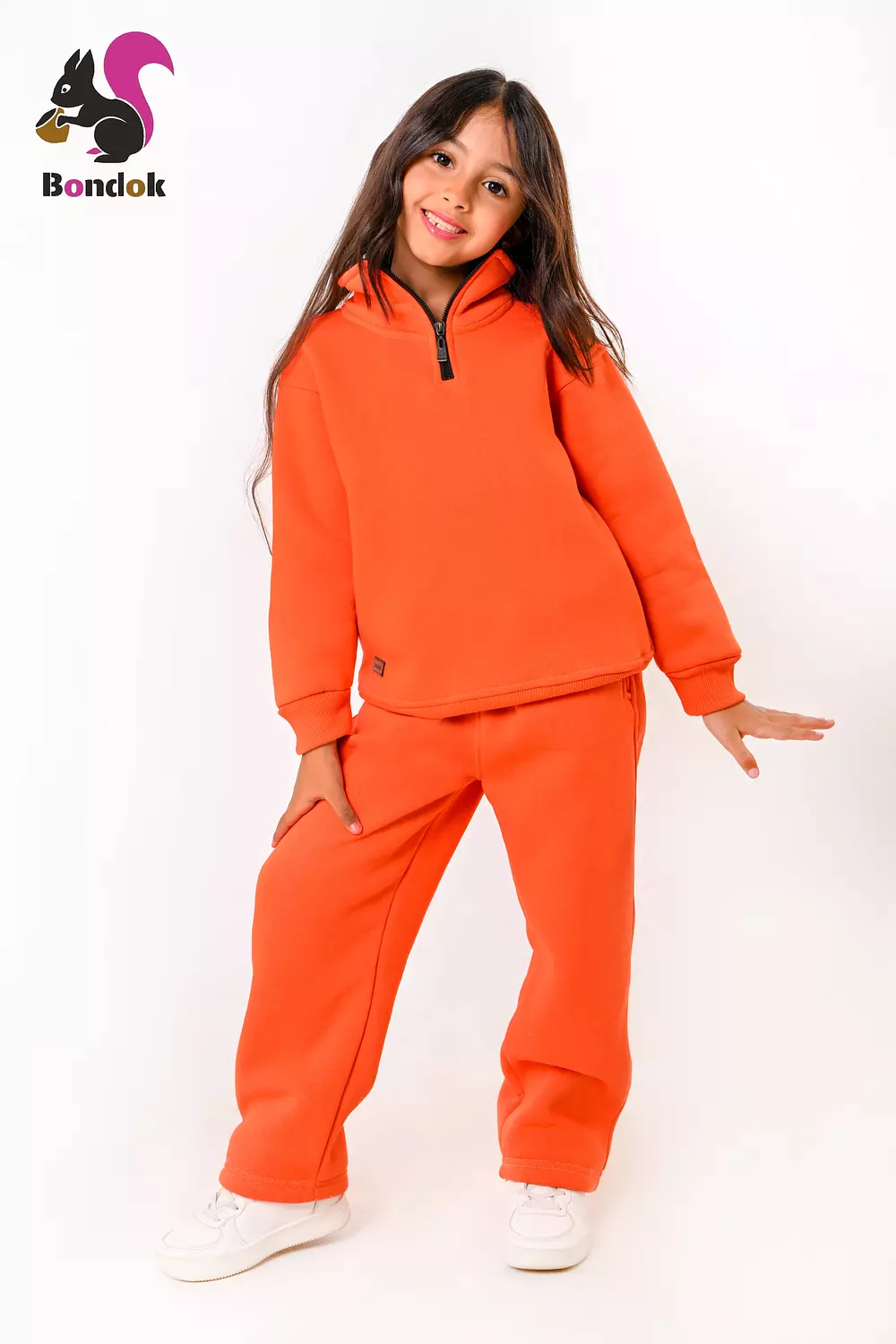 BONDOK Kids Tracksuit Set – Girls¼-Zip Stand-Collar Sweater & Jogger Pants, Comfy Fit – Ages 4–14 10