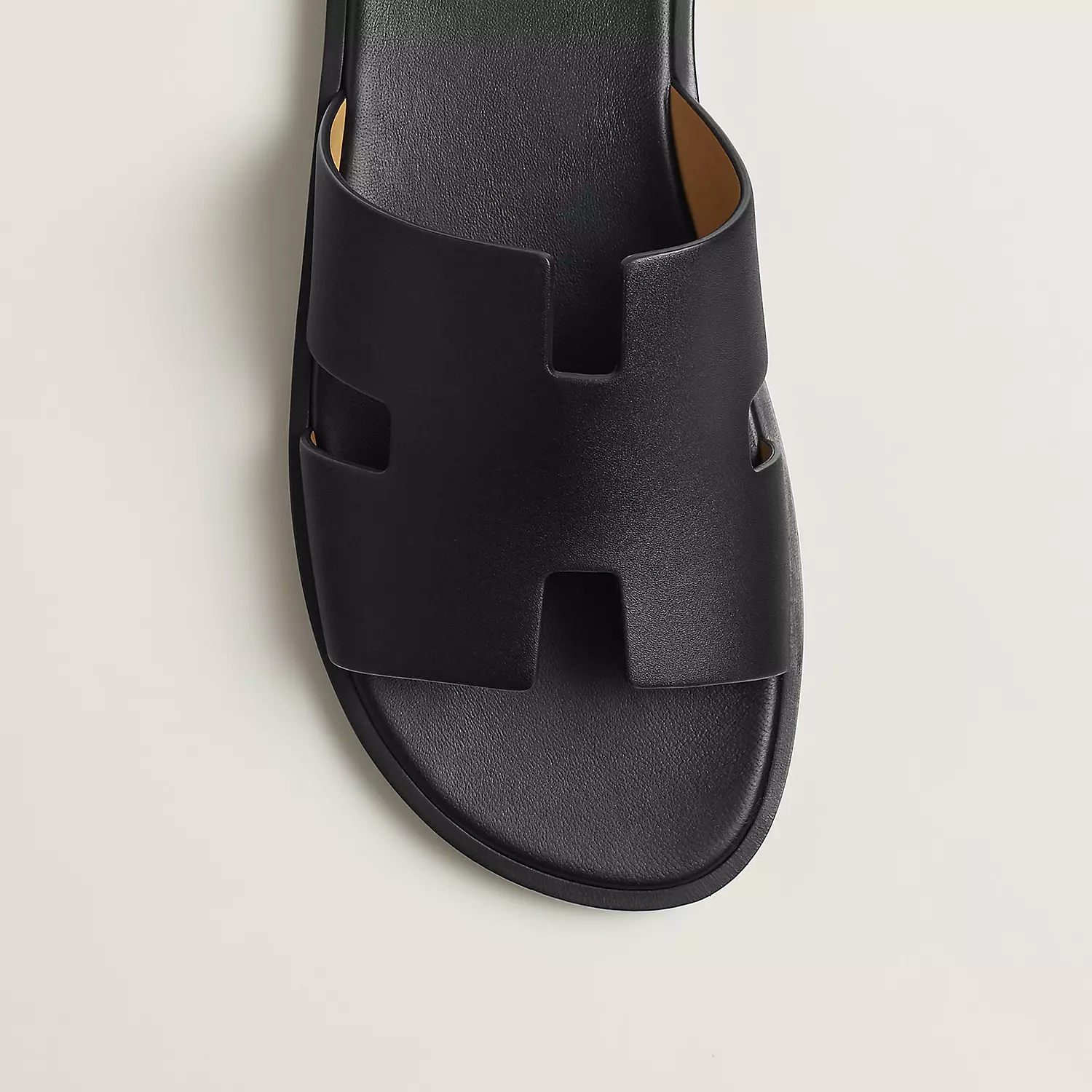 Hermes Black Leather Izmir Slide Sandals 3