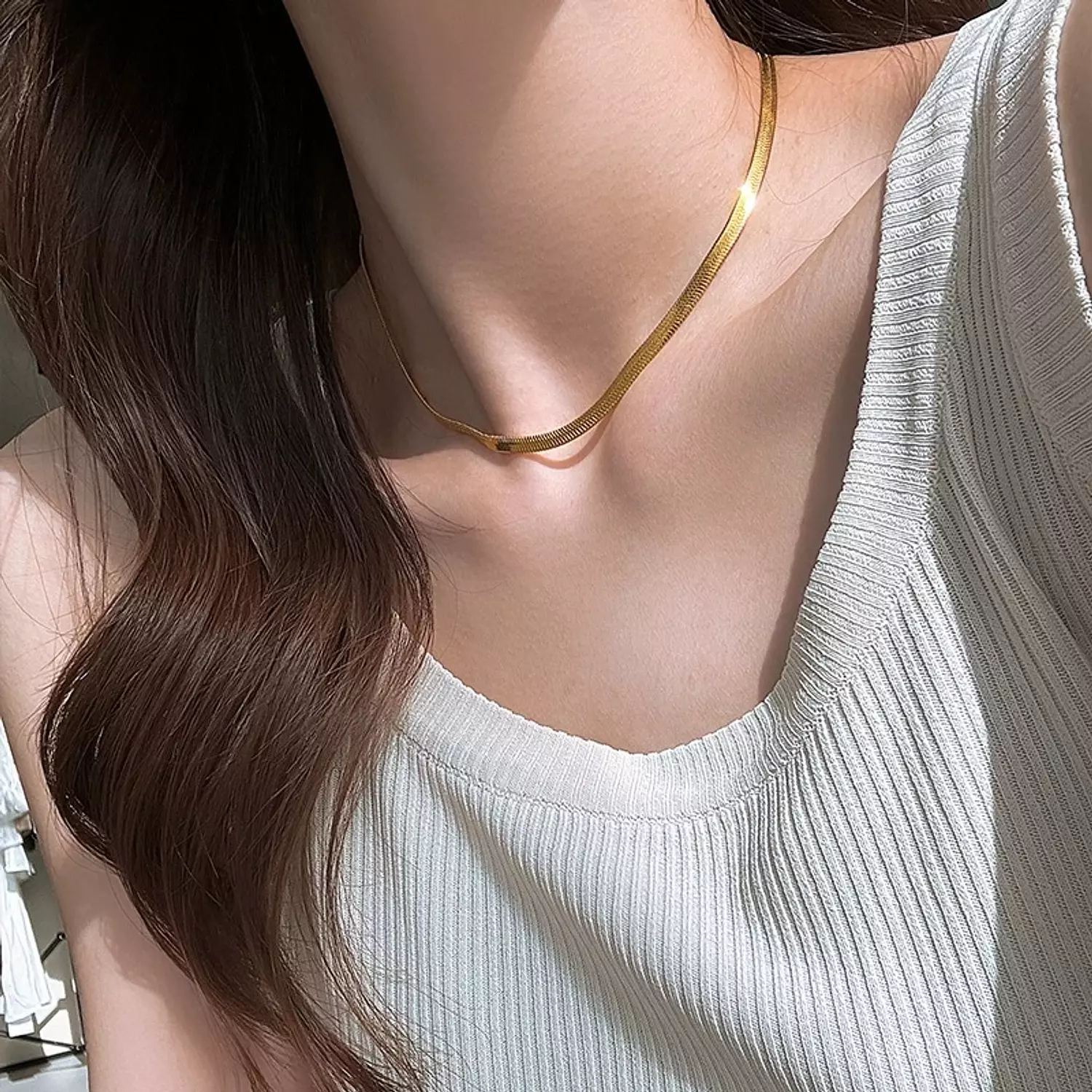Flat snake chain necklace 3