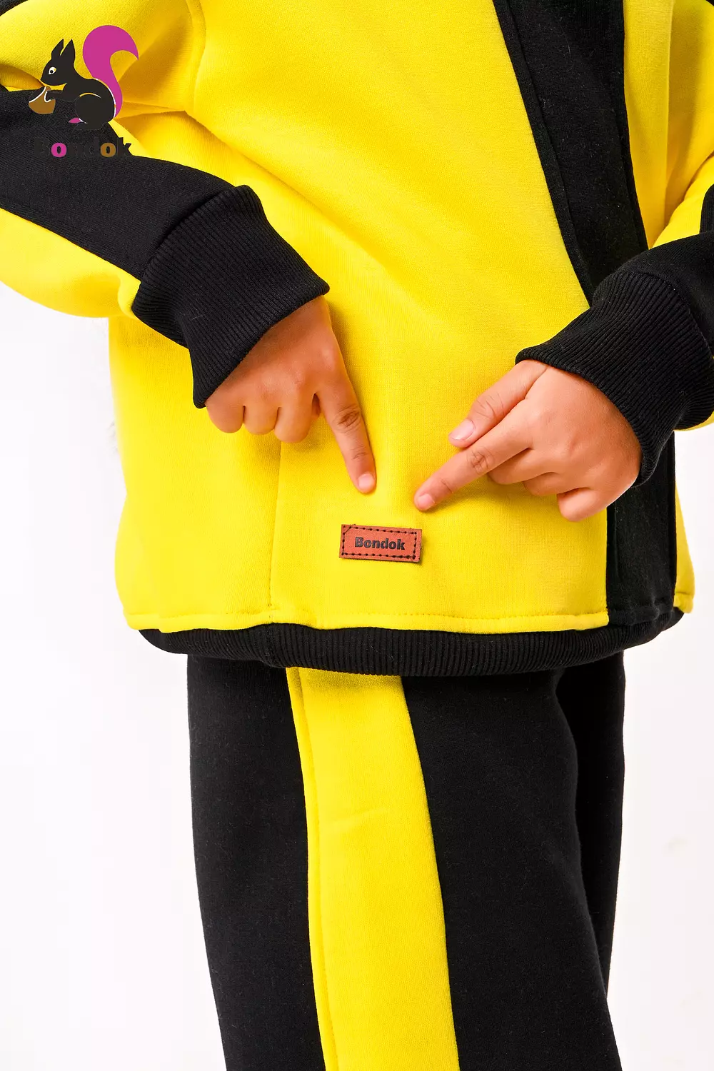 BONDOK Girls’ Winter Black-Strip Tracksuit – High-Neck Half-Zip Sweatshirt & Joggers Set  – Cozy Melton Fleece, Ages 4–14 16