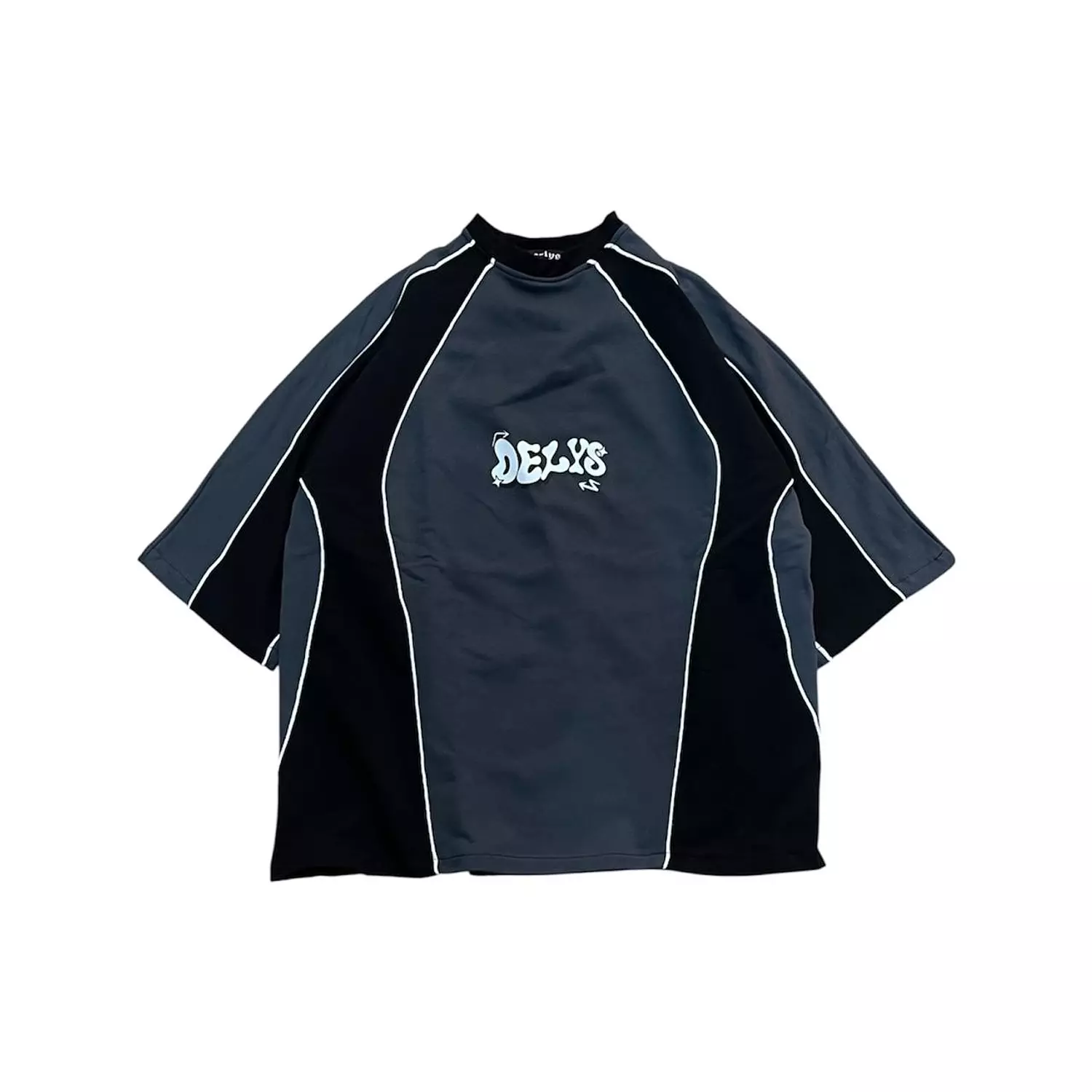 De-lys slices  box fit suit Black & Grey with white stripe 7