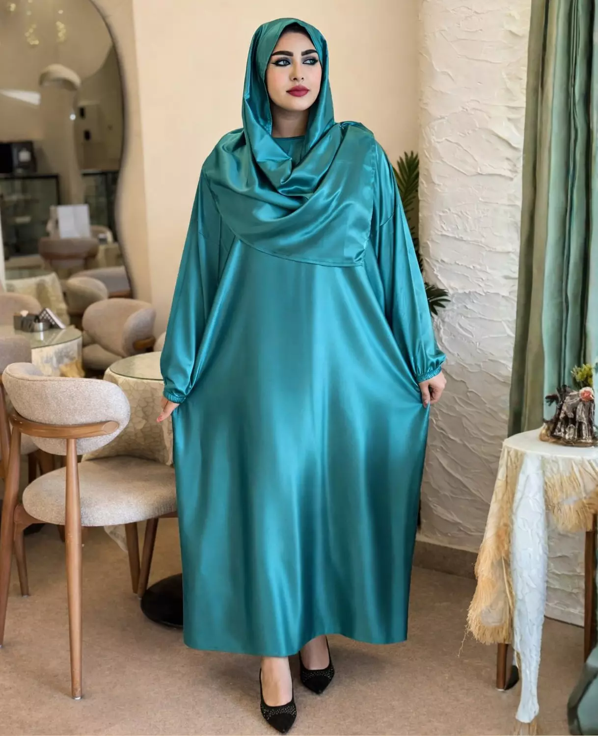 Satin Maxi Isdal with Attached Hijab 2
