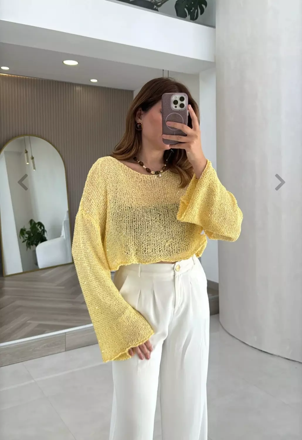 Yellow crop glittery poncho  hover image