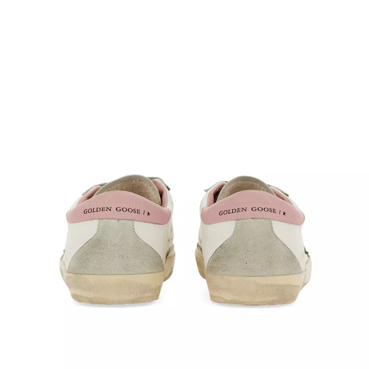 Golden Goose Super-Star Leather Sneakers with Suede Star and Pink Heel Tab 3