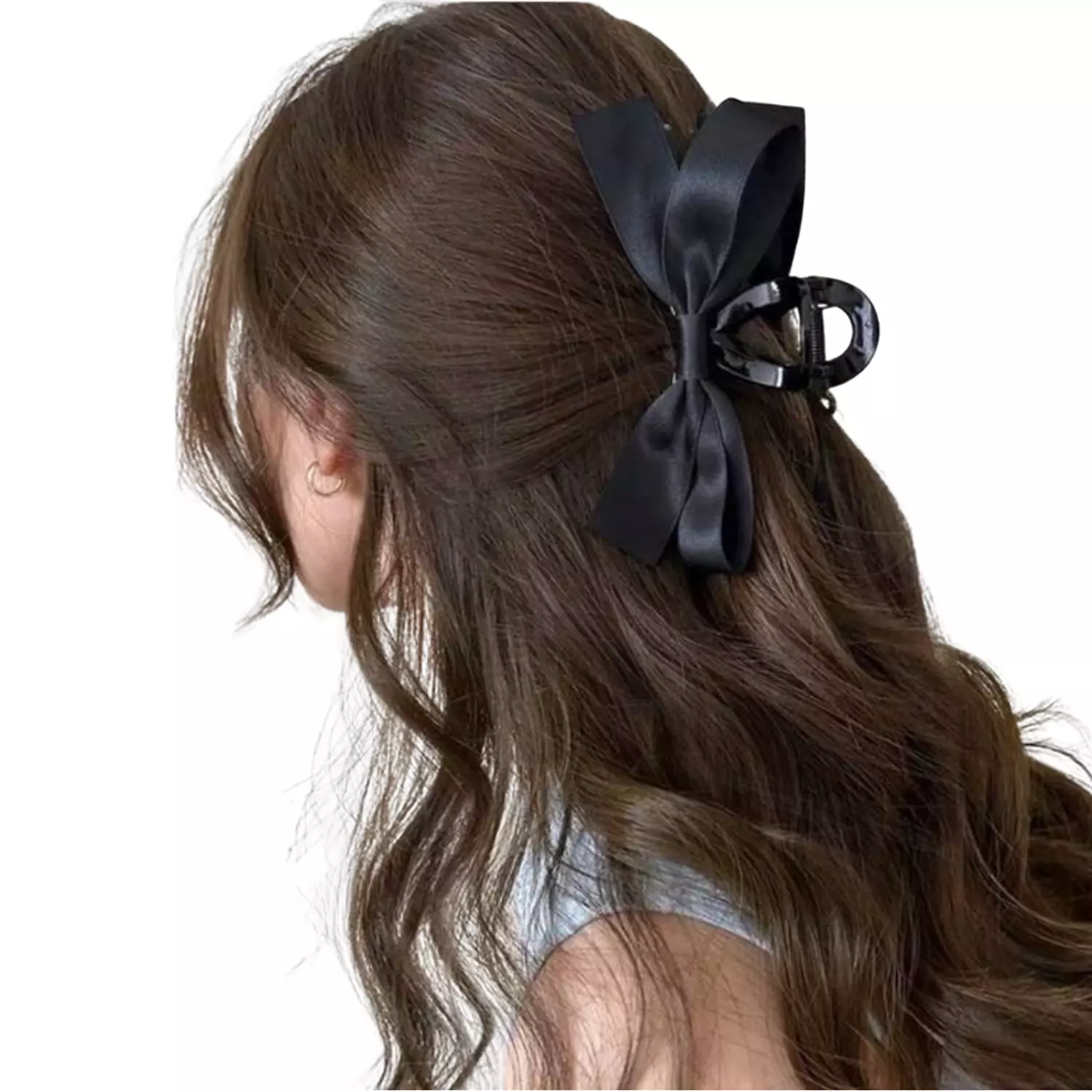 Oversized Black Bow Tie Claw Clip image