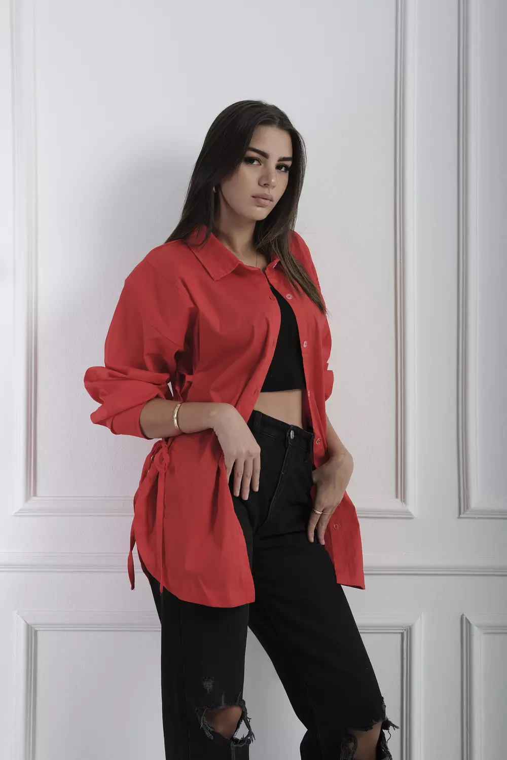 Side ties shirt Red 3