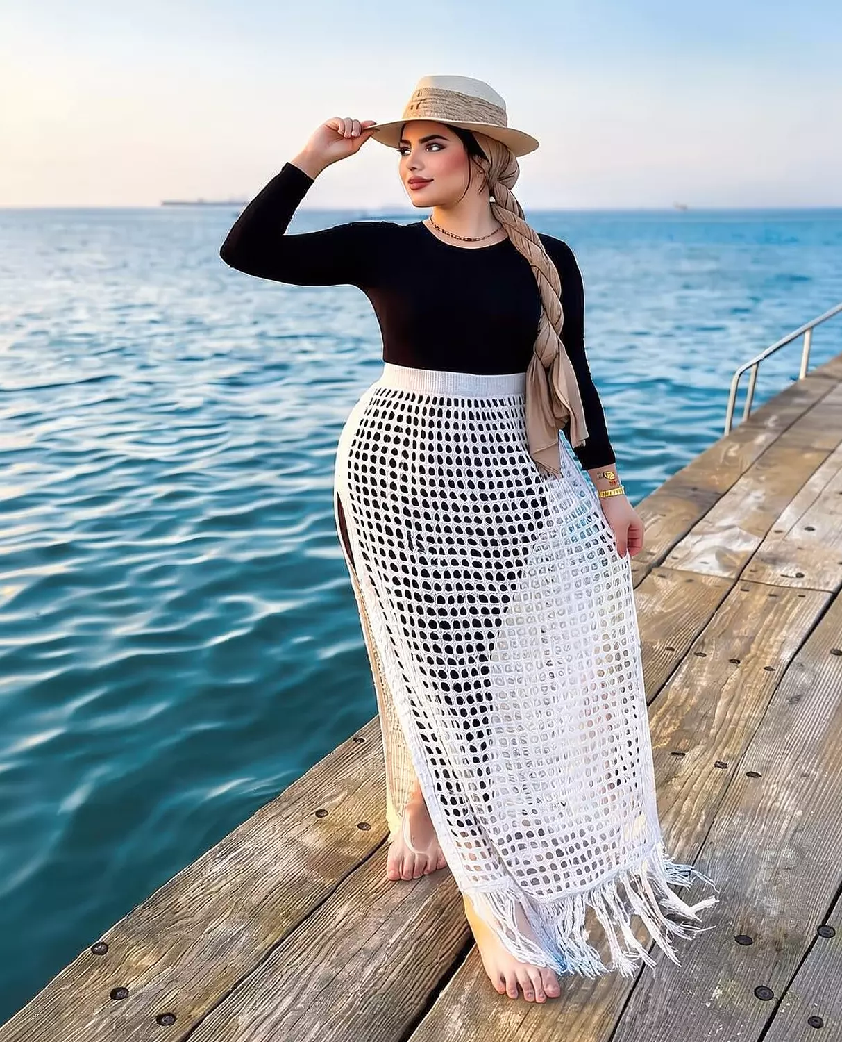 Crochet Fringe Maxi Cover Skirt image