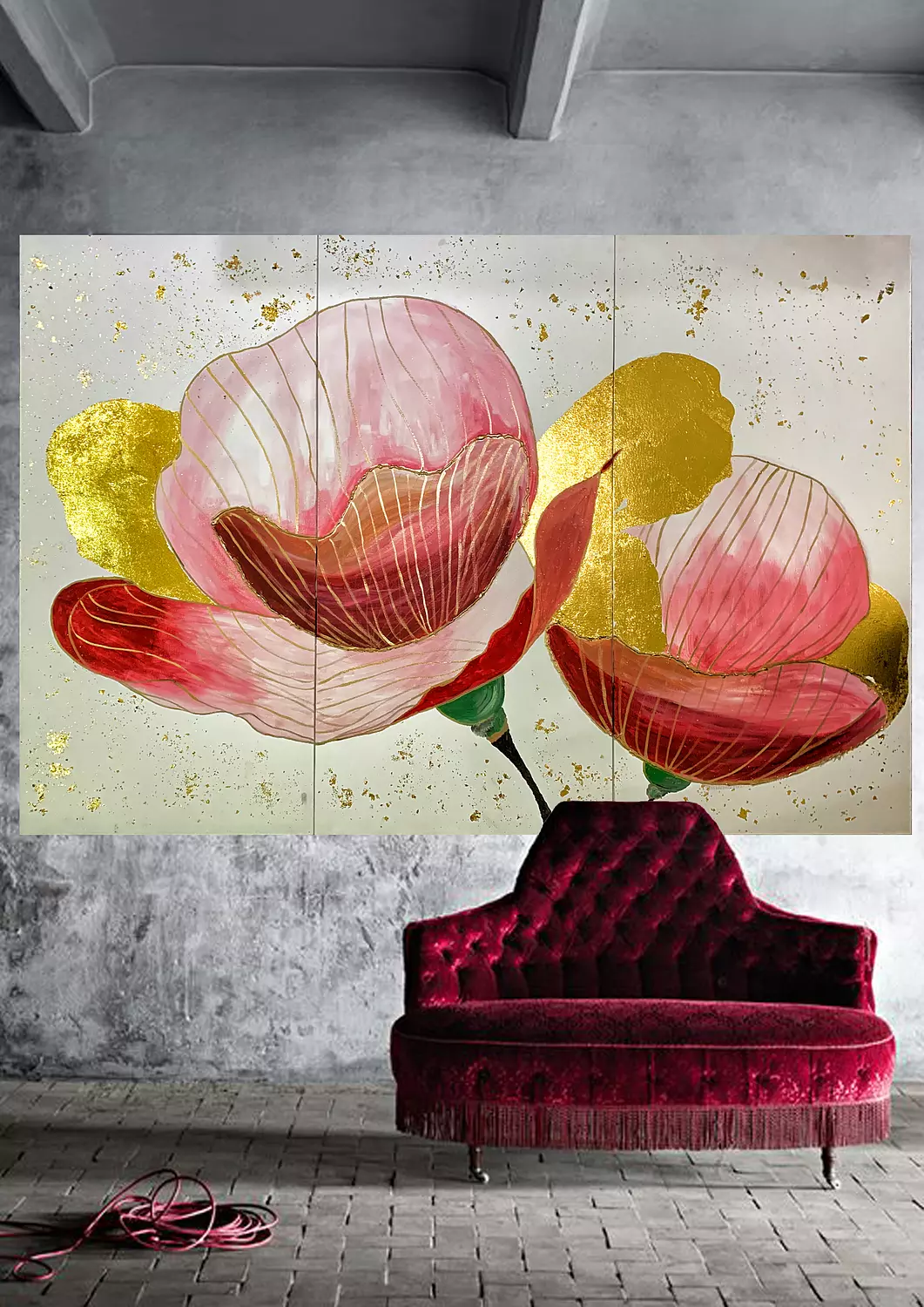 Reddish flower tableau image