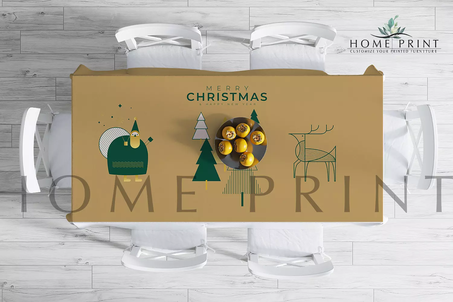 Christmas Tablecloth - Tree and Reindeer - Multi Colors  - 150 cm in 250 cm image