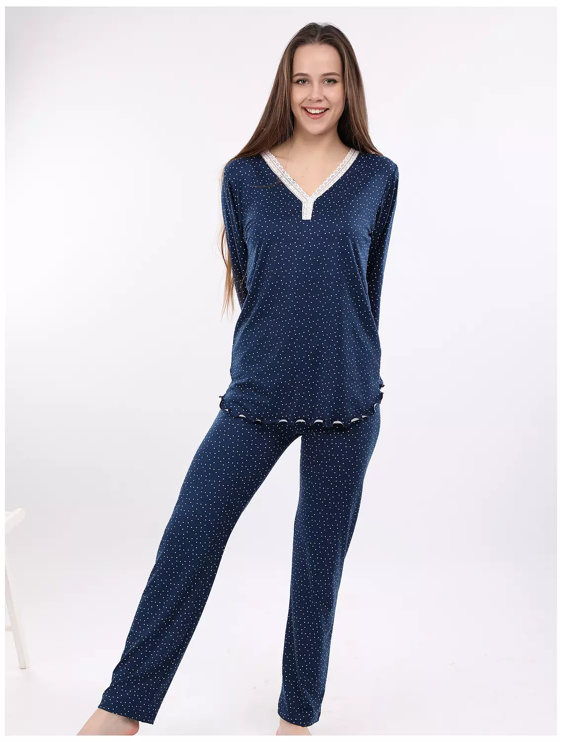 A109 Midnight Dots Long Sleeved Pajama Set  9