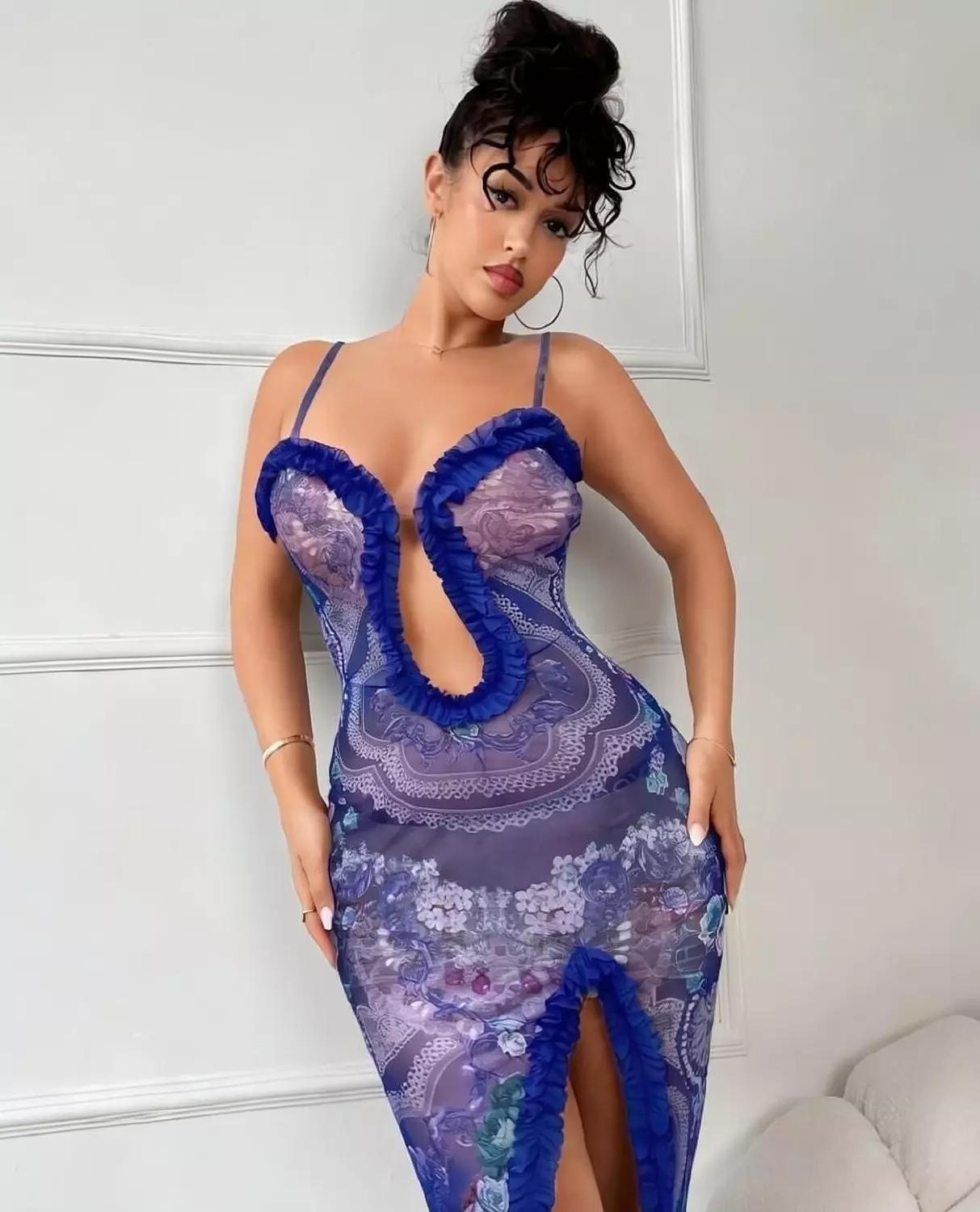 Floral Mesh Cut-Out Maxi Dress 3