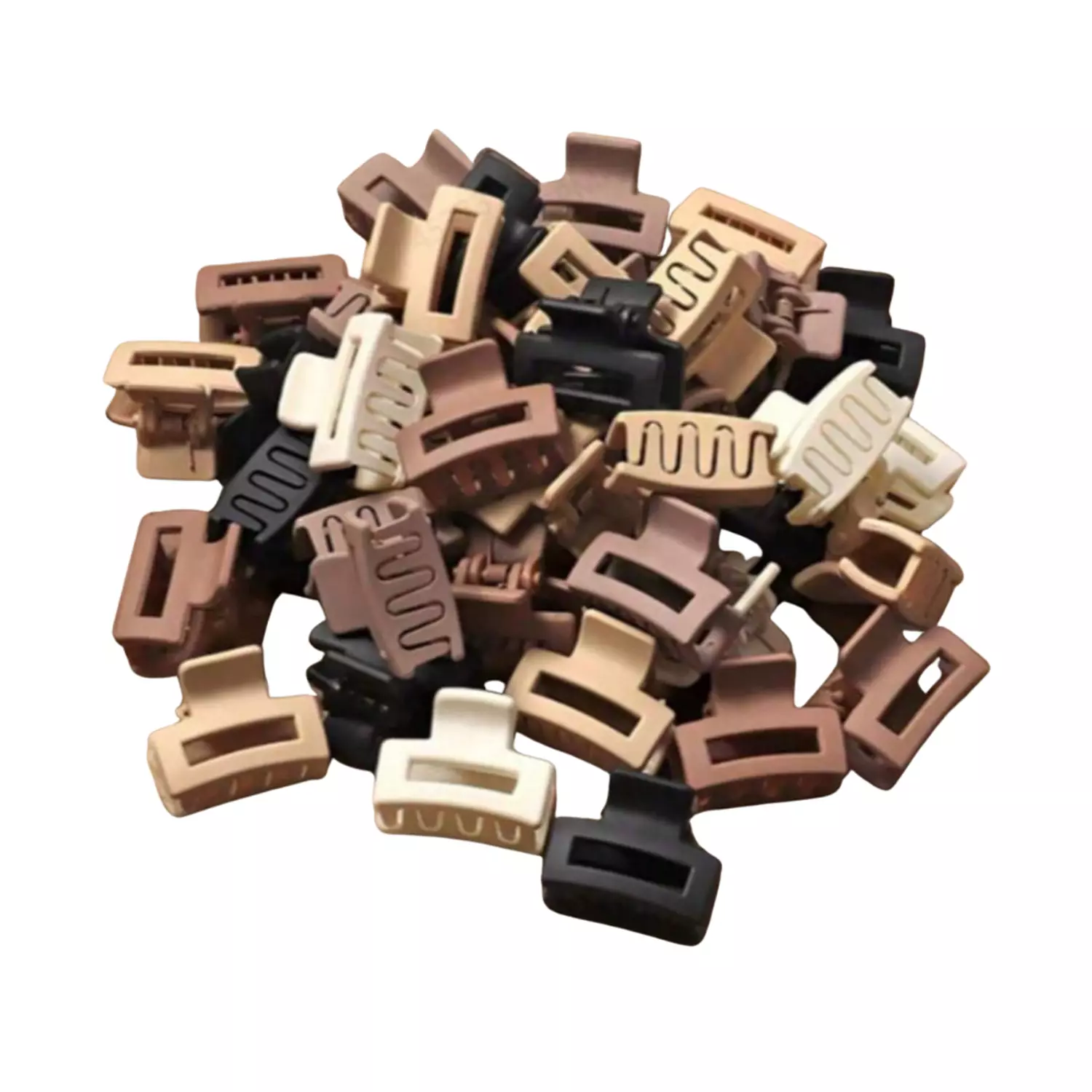 6 Pc Cafe Au Lait Mini Block Claw Clips Set 1