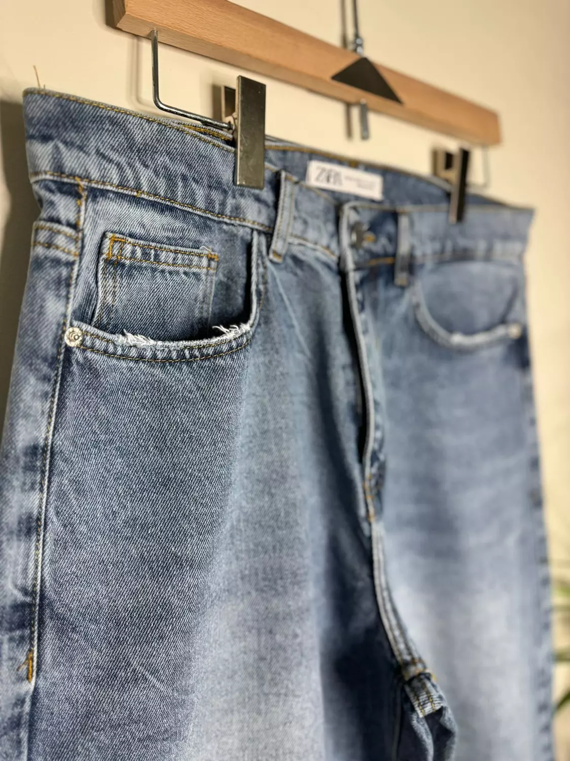 Wide-leg denim shorts hover image