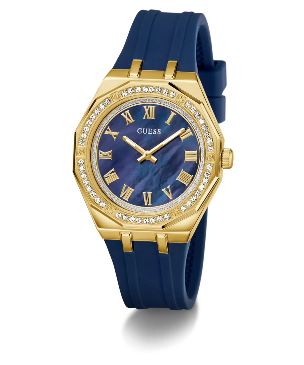 GUESS Ladies Blue Gold Tone Analog Watch 3