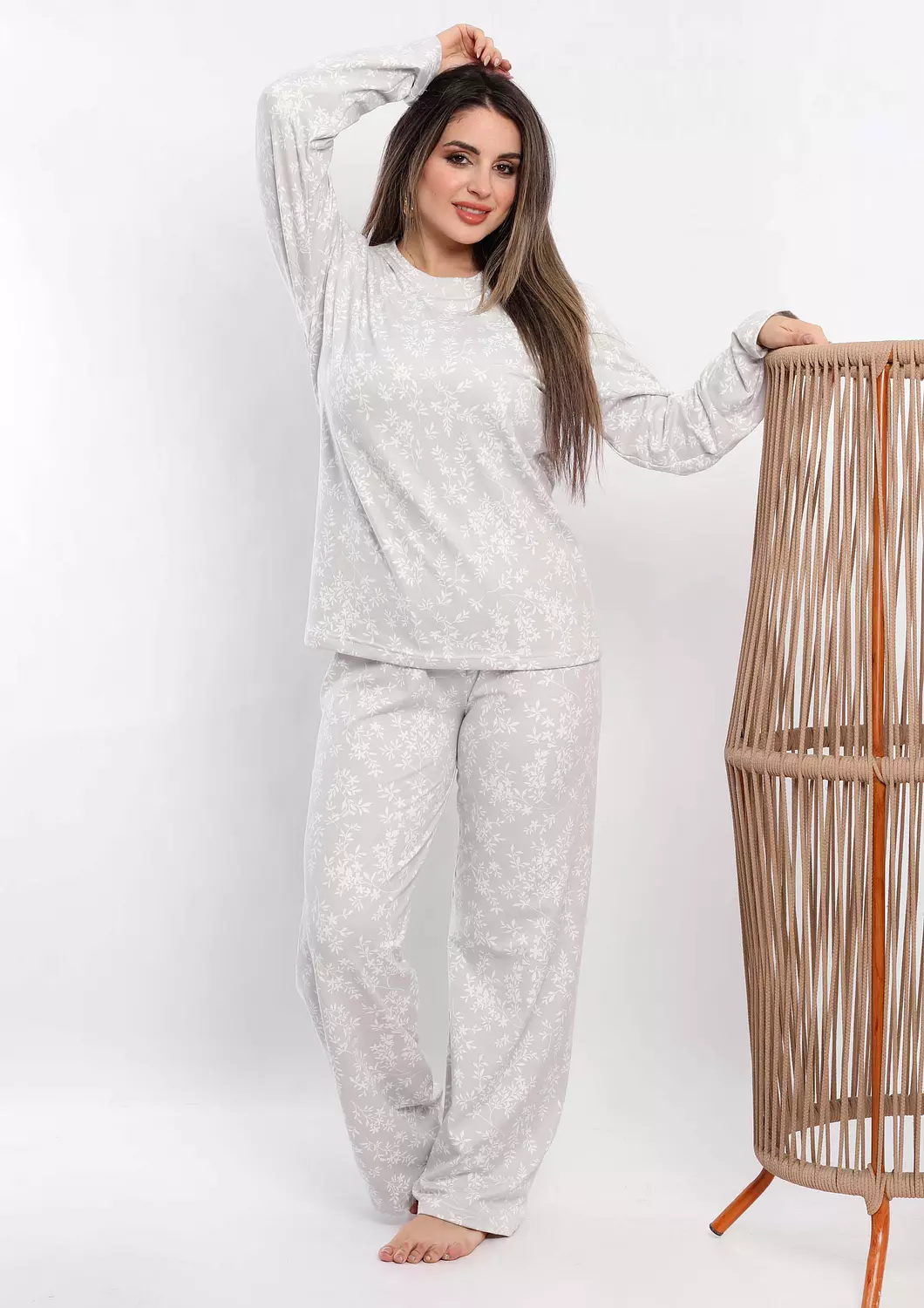 C318 snow tree leaves pajama set 4