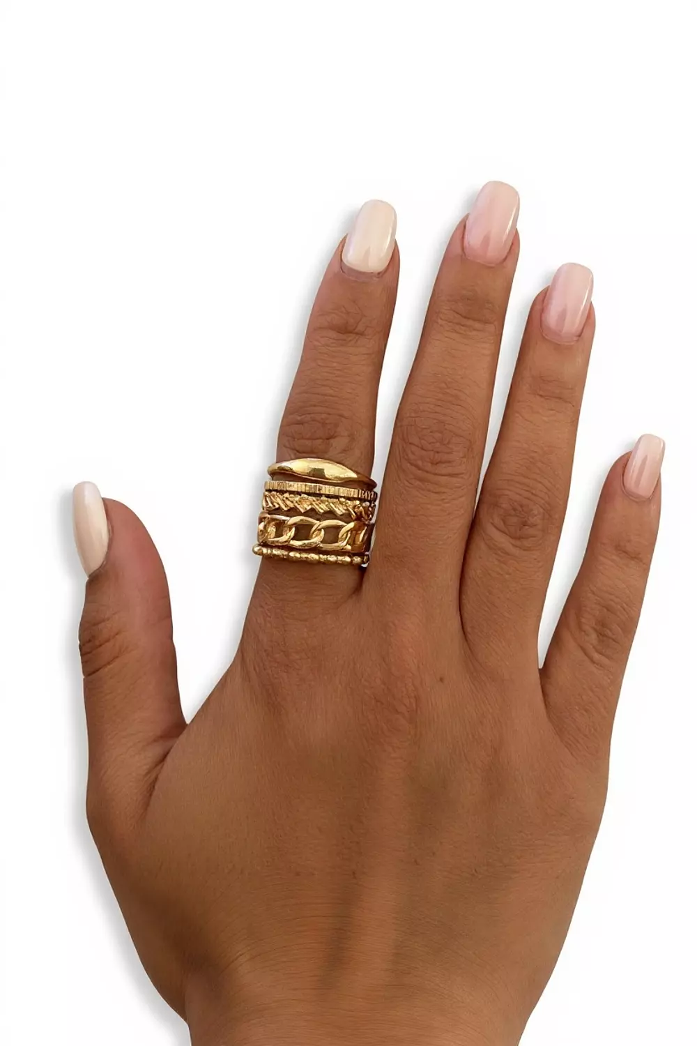 Contemporary Mixed Metal Ring Set 2