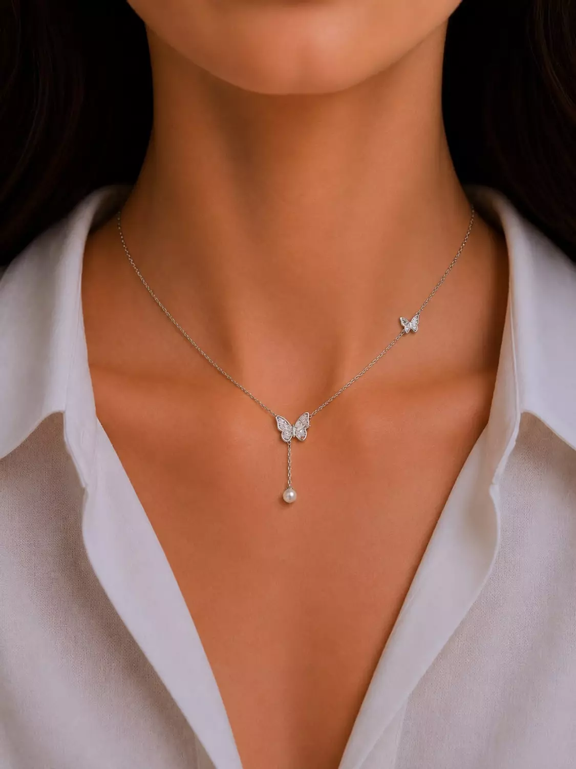  Silver Necklace Butterfly image