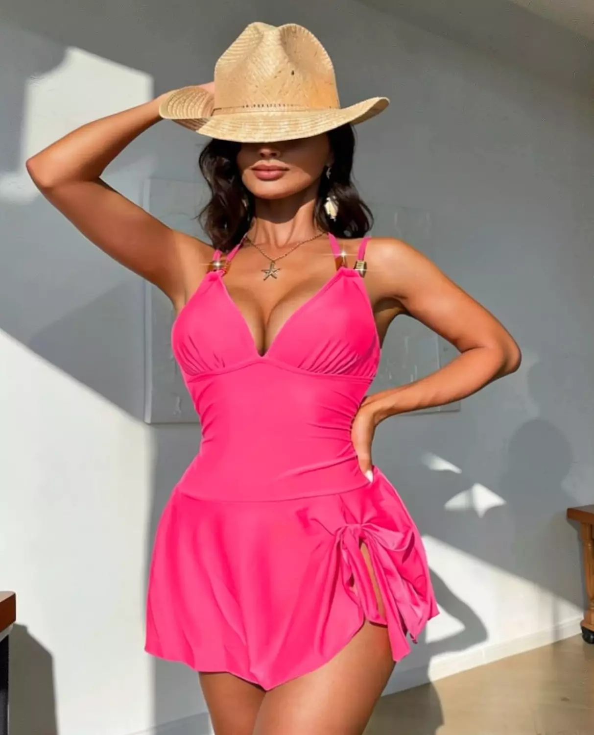 Pink Ruched Lingerie Dress hover image