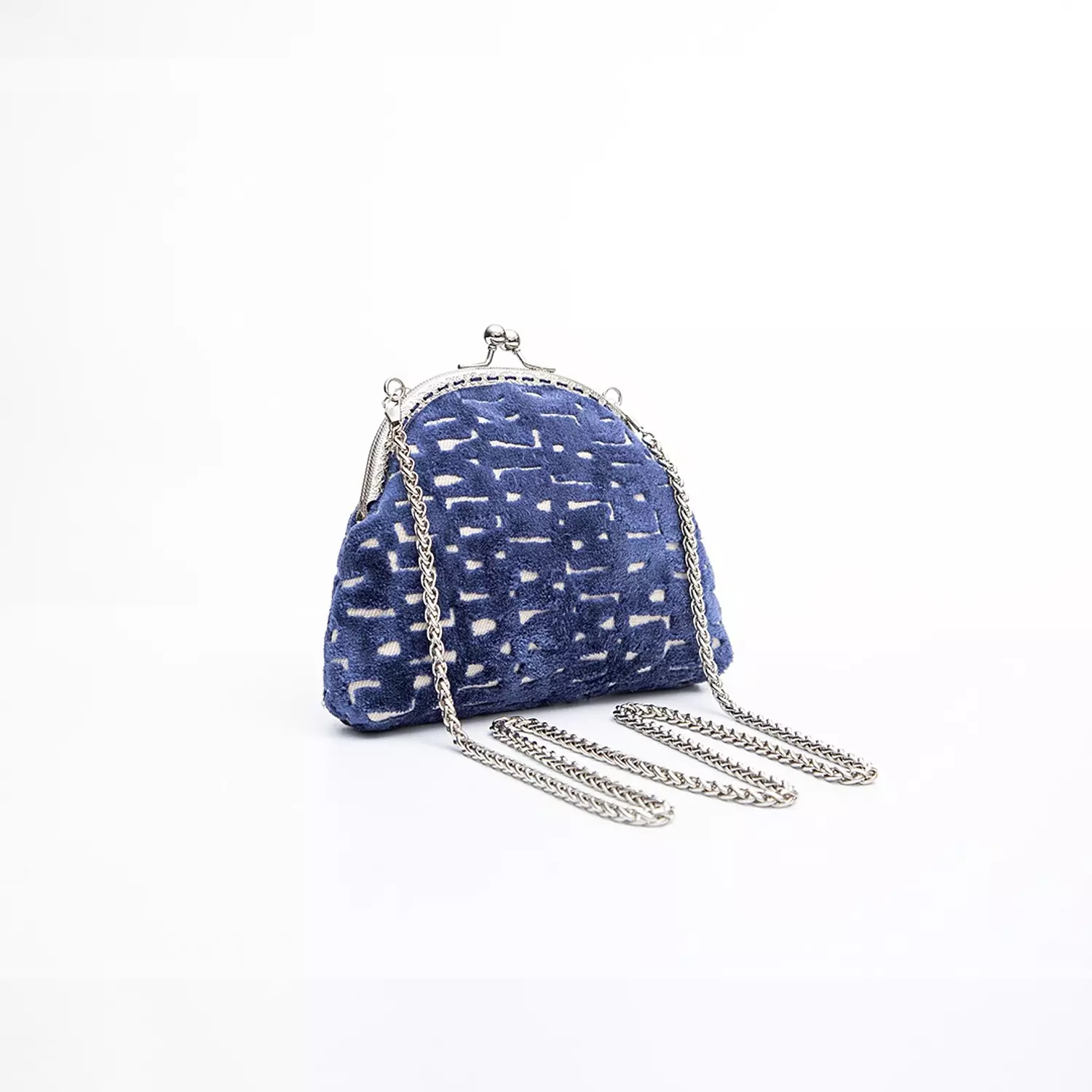 Chic Purple Animal Print Kiss-Lock Purse with Silver Chain image