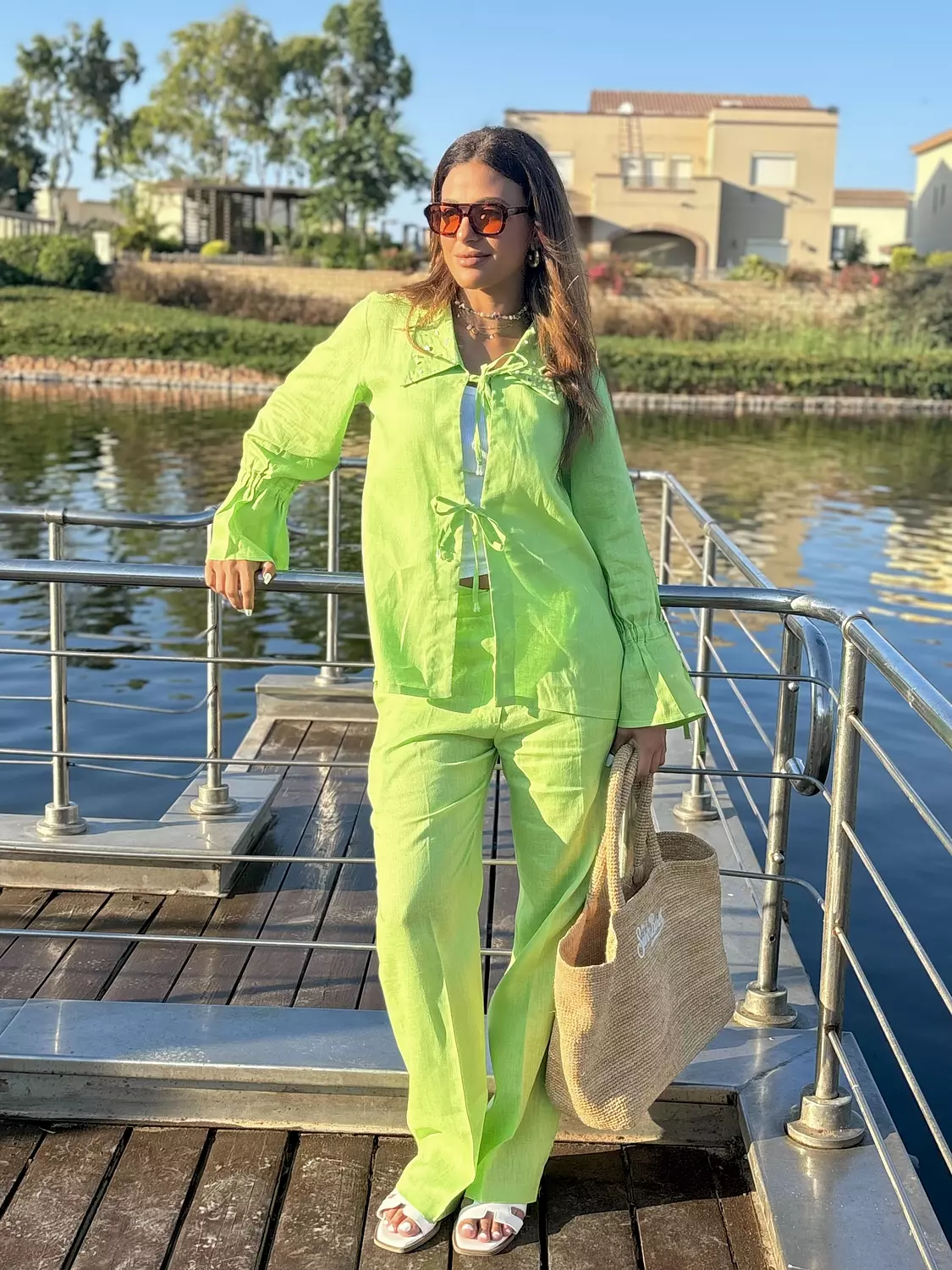  Apple Green Embellished Kimono  1