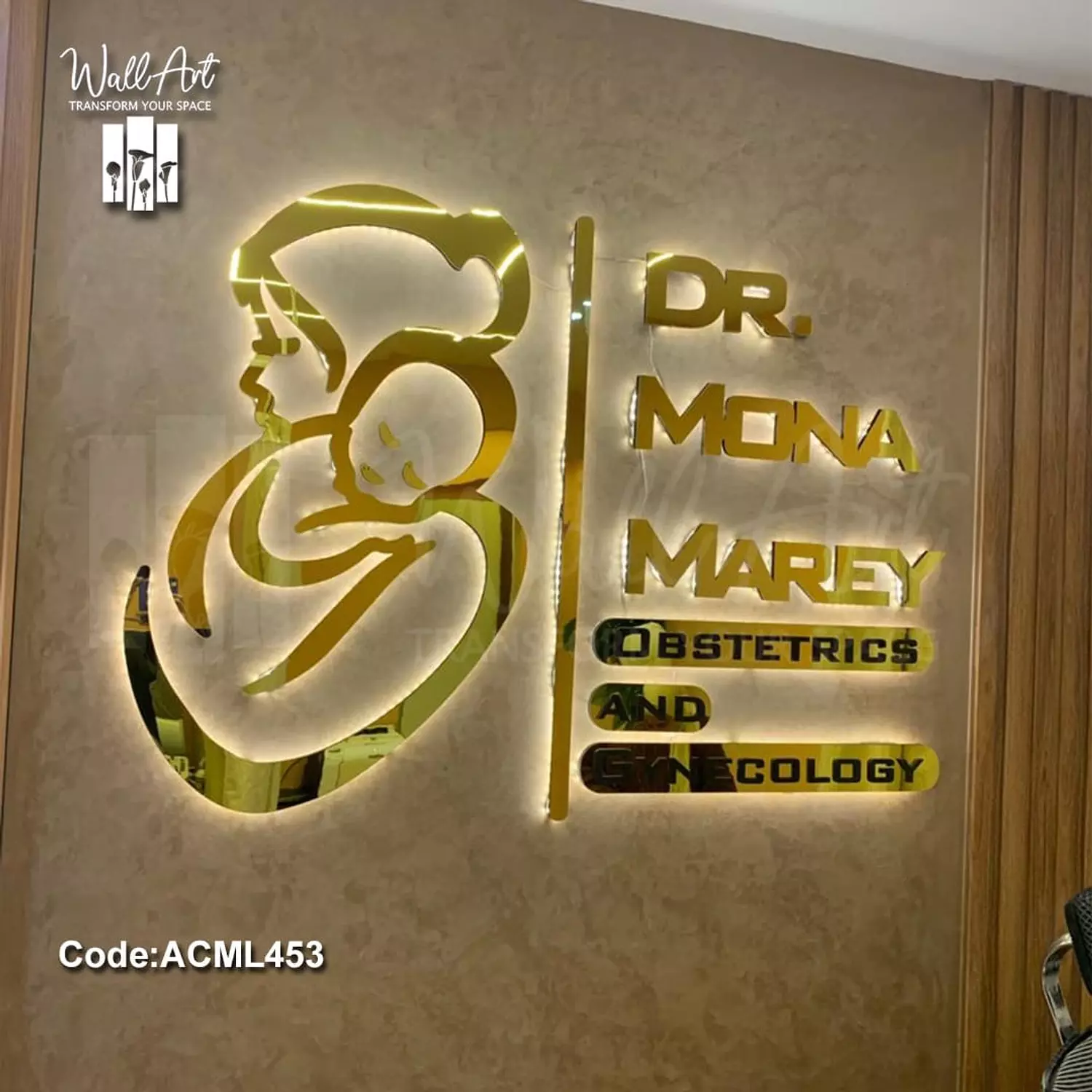 ACML453-Lighted Golden Acrylic Logo  2