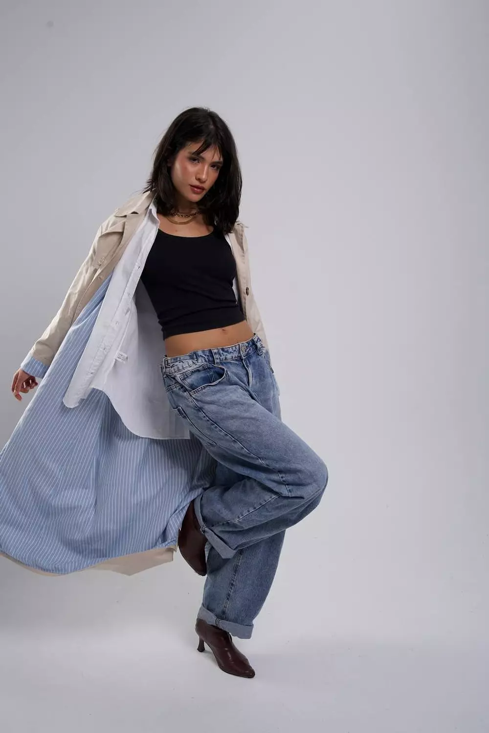 Trench coat with Striped back 2