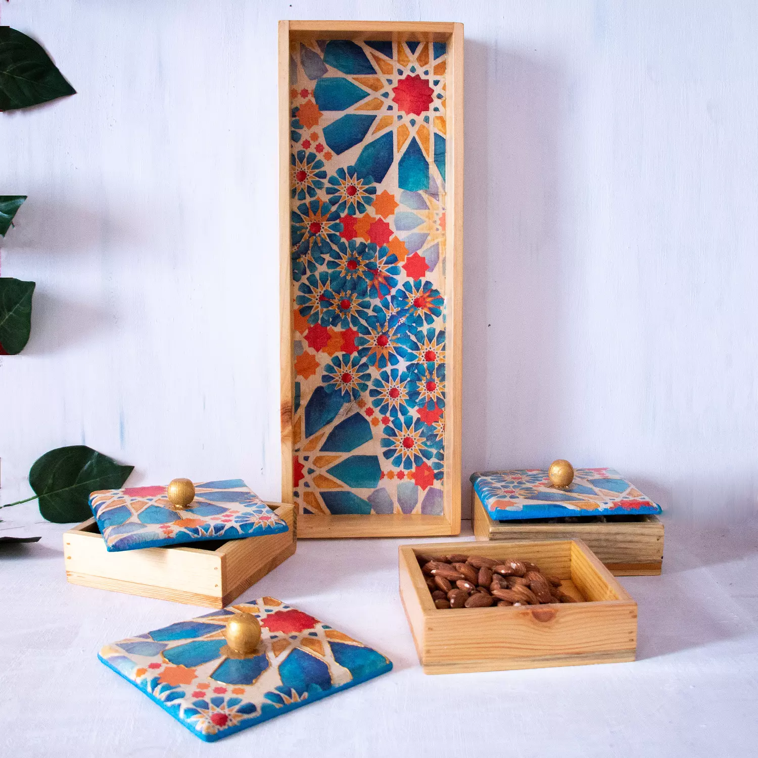 Blue Islamic Star Nuts Tray 4 pieces  image