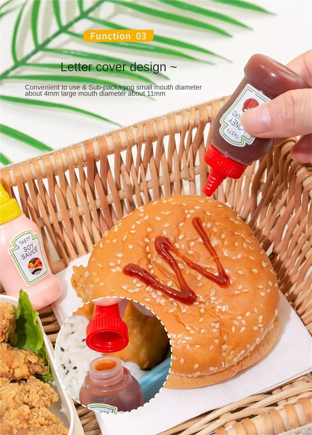 2 pcs Set 25ML Mini Sauce Bottle Portable 3
