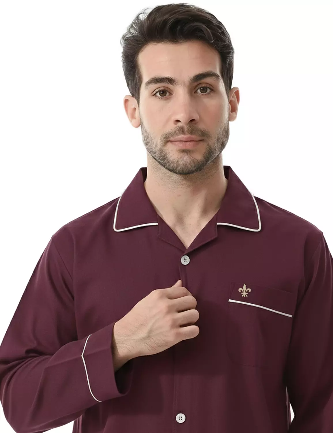 Men's Classic Pajama Set Autumn PJ - 2584 - Maroon hover image