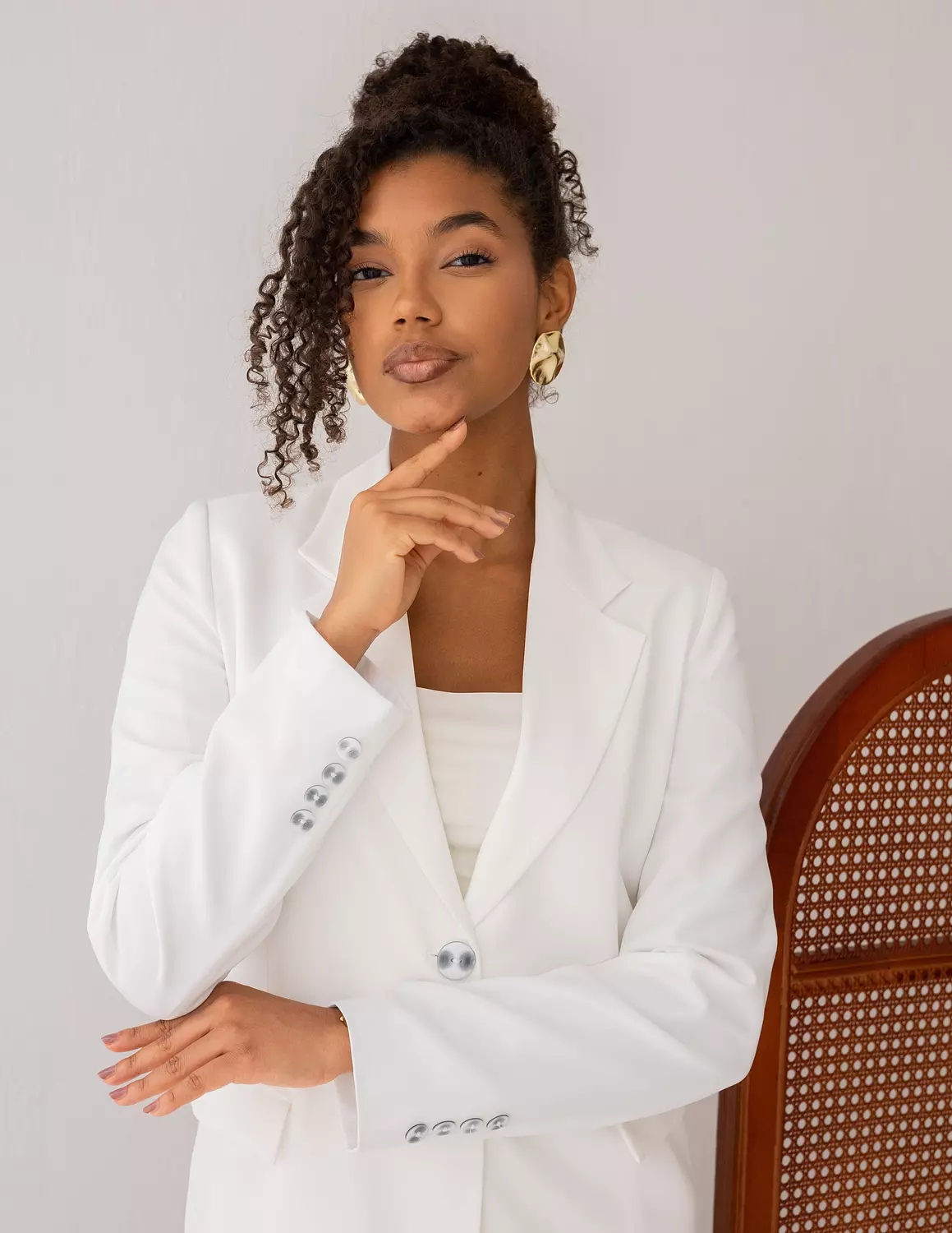 Majestic White Straight Blazer 7
