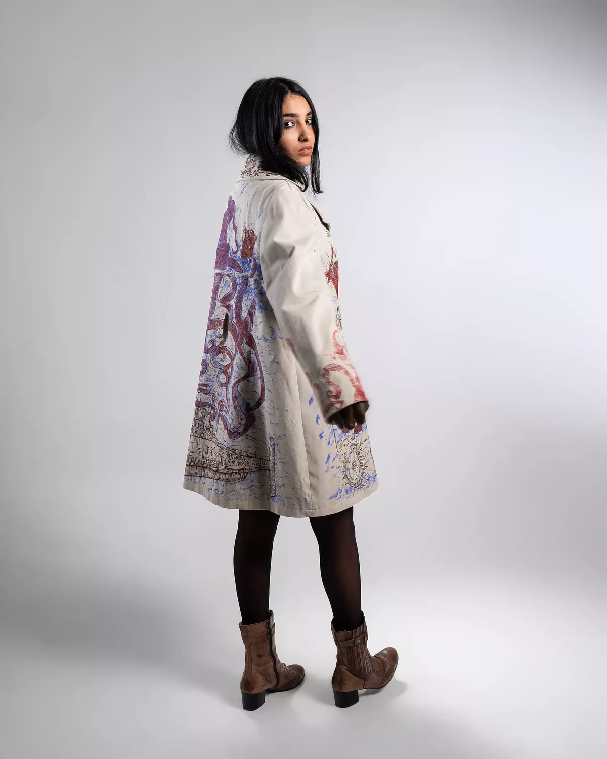 "Hidden depths “ 1of1 hand-painted coat  hover image