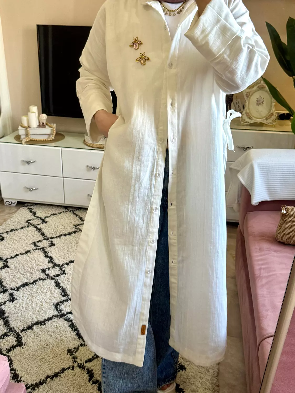 Lina Shirt Dress in off-white  image