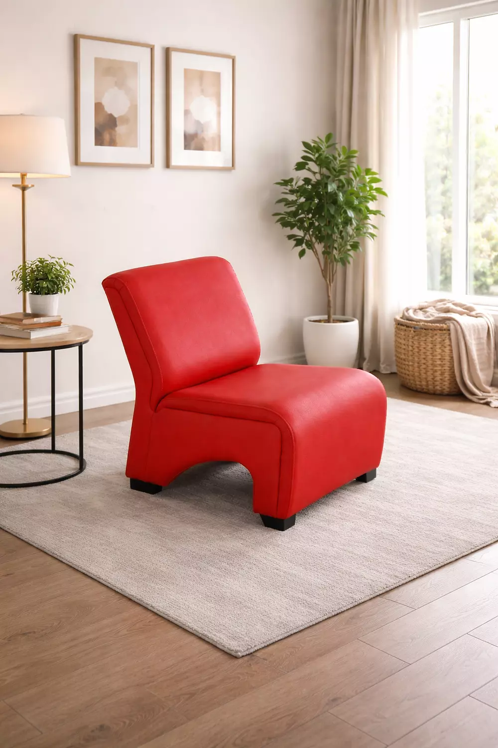 كرسي فوتيه انتظار جلد احمر image