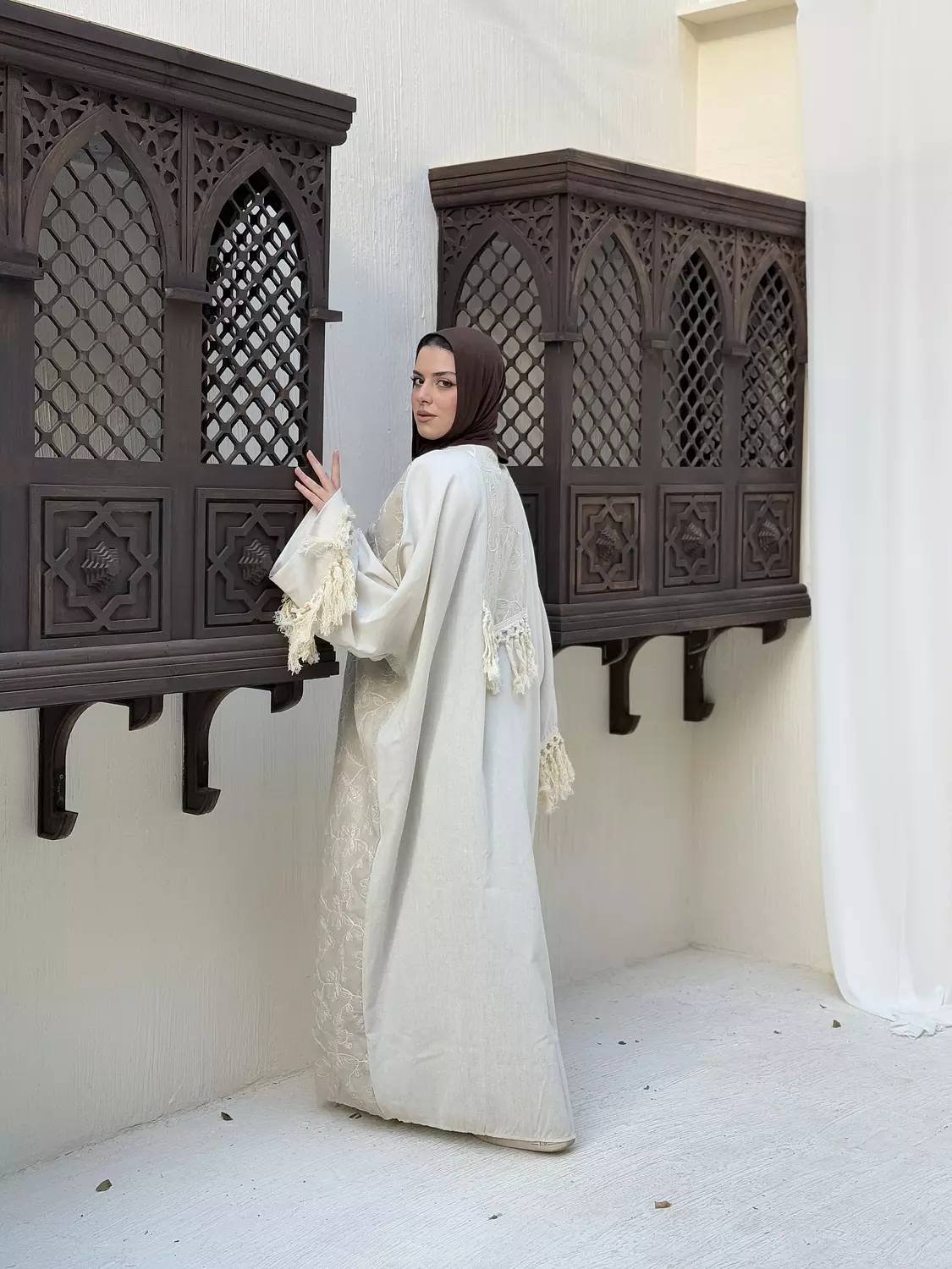 Embroidered Beige Kaftan 9