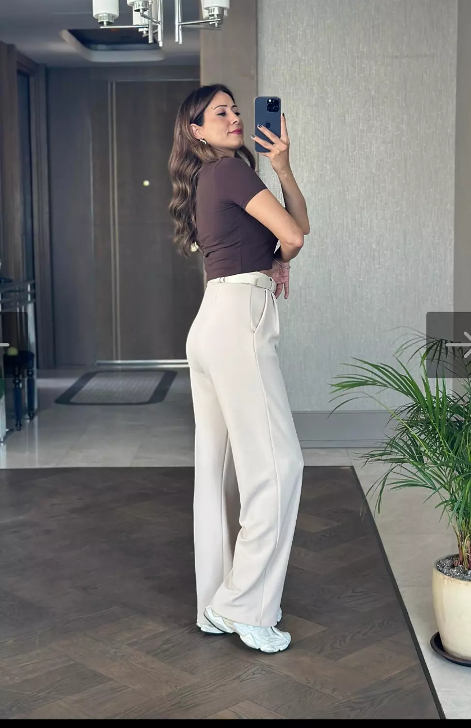 Beige Classic Pants with Belt  3