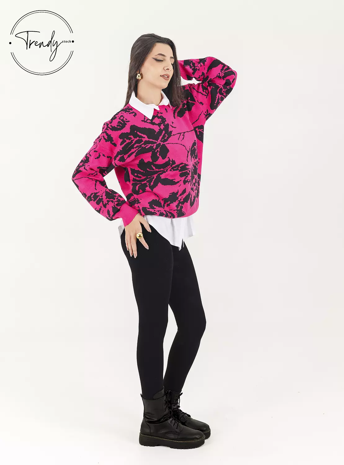 Round Neck Pink Pullover  image