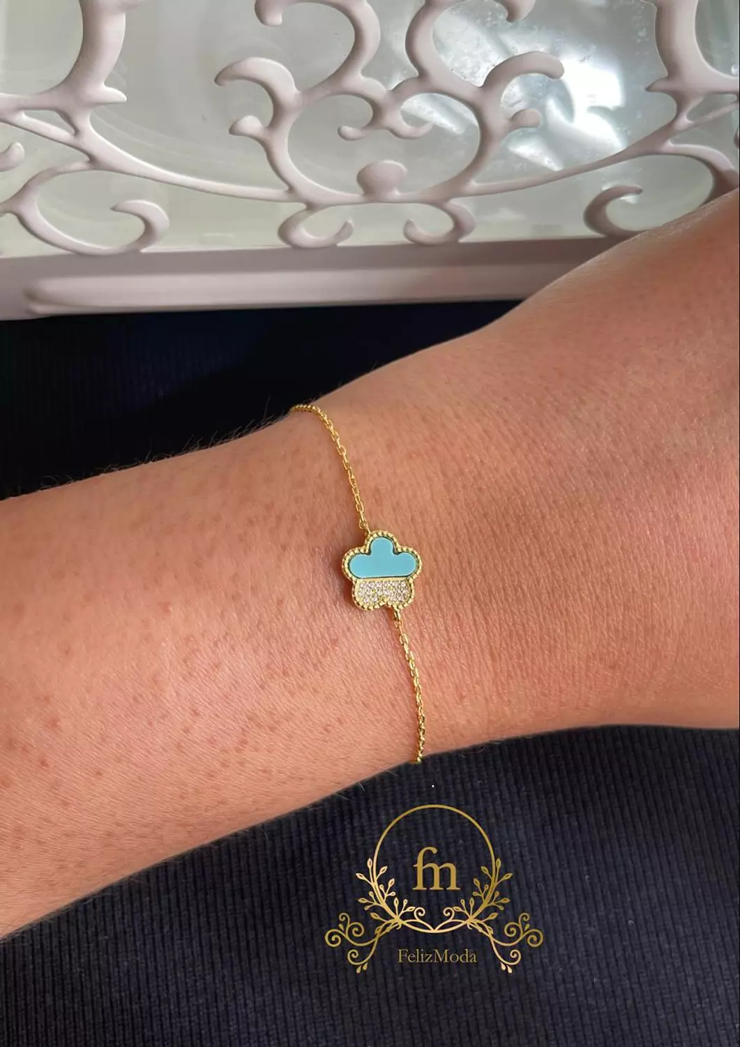 Fayrouz flower silver bracelet gold plated image