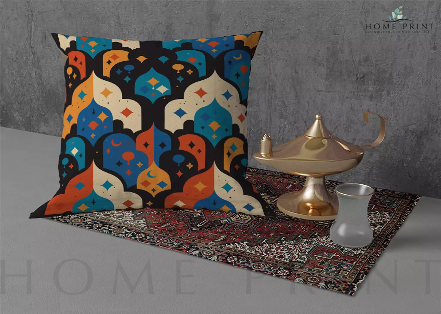 Ramadan Cushion - Geometric Islamic Pattern - Multi Color shape image