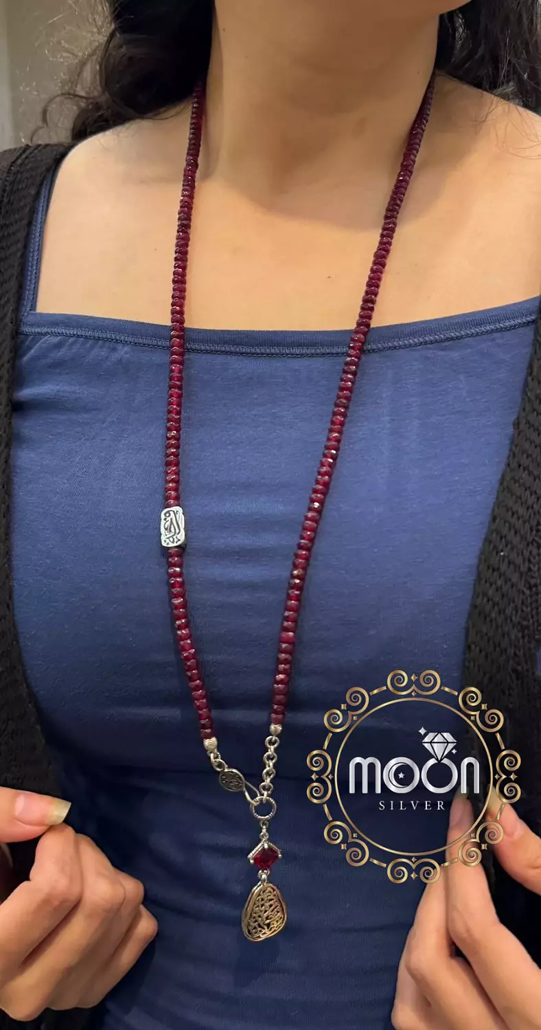 Double layer Dark red agate necklace  1