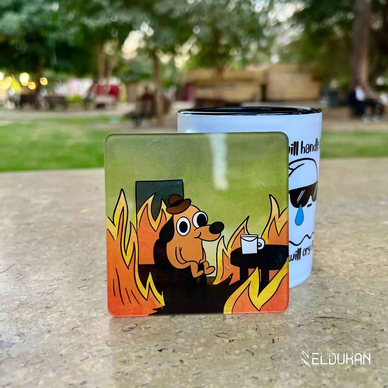 On fire acrylic coaster image