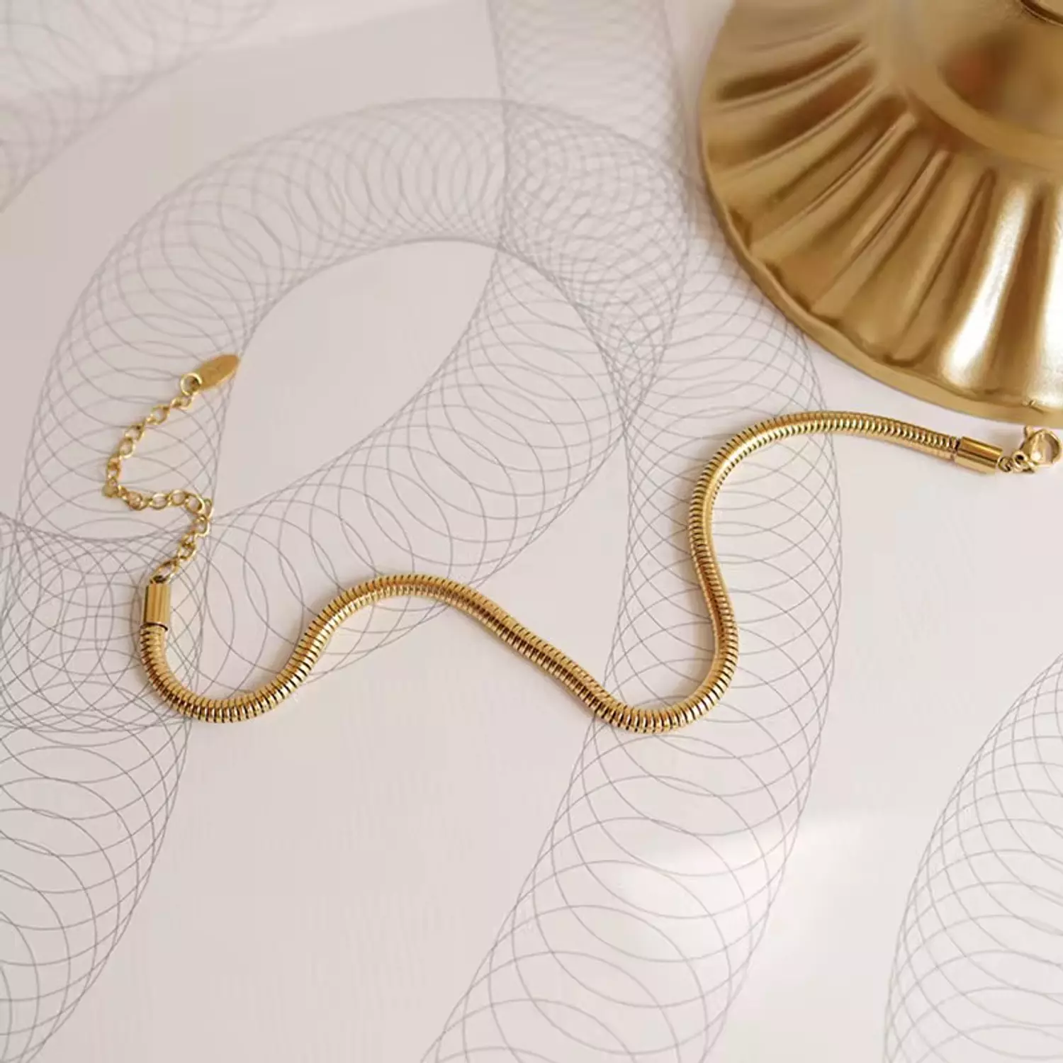 Thick round snake chain gold anklet hover image
