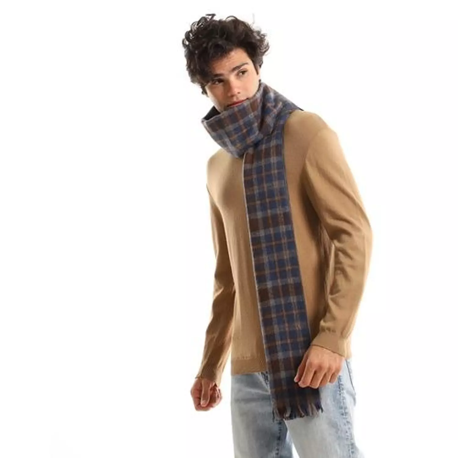 Check Shawl - 2359 - Brown * Light Grey * Aegean hover image