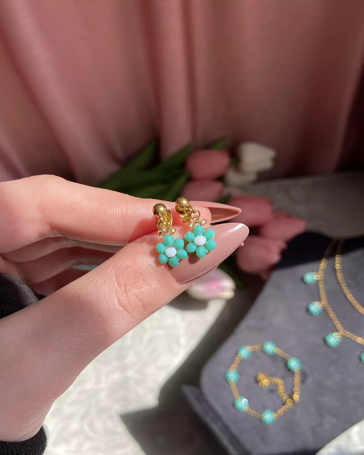 Turquoise flowers ( necklace, earrings and bracelet)🩵✨ 2